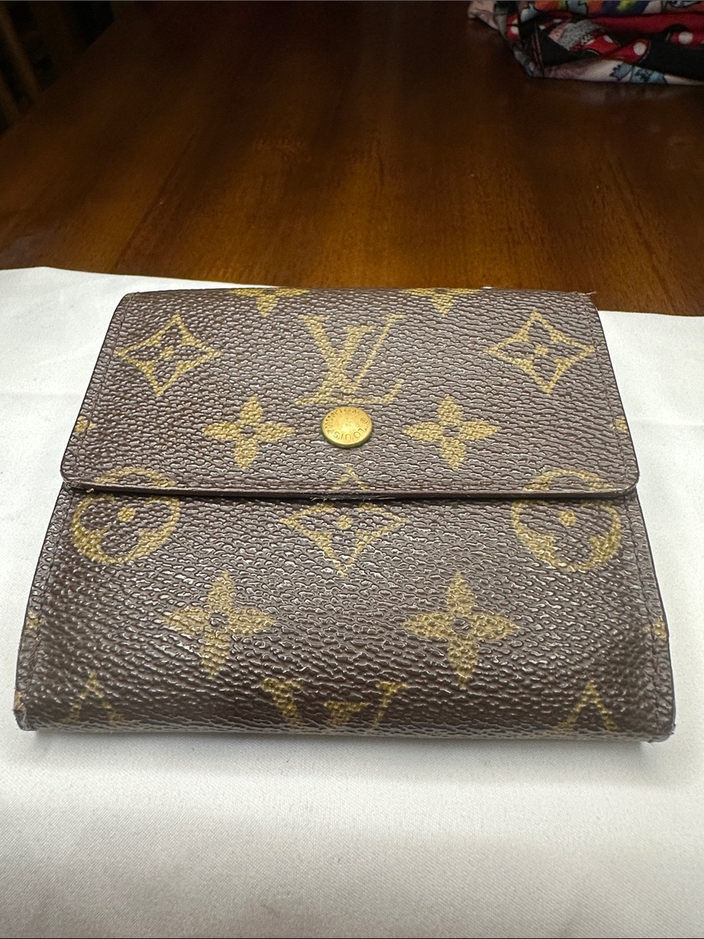 Louis Vuitton Monogram Fold-Over Compact Wallet in Brown and Gold